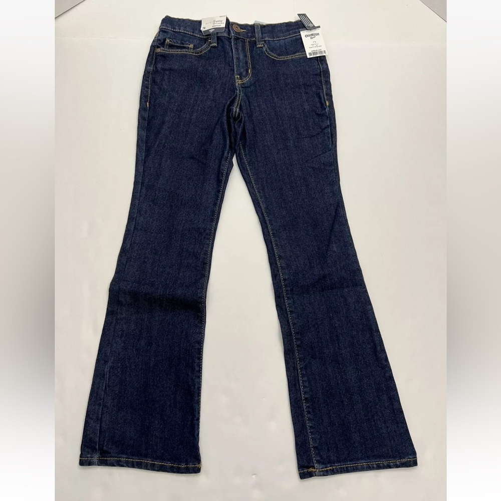 NEW OshKosh B'Gosh Bootcut Dark Wash Jeans Girls Size 7 Adjustable Waist Snap
